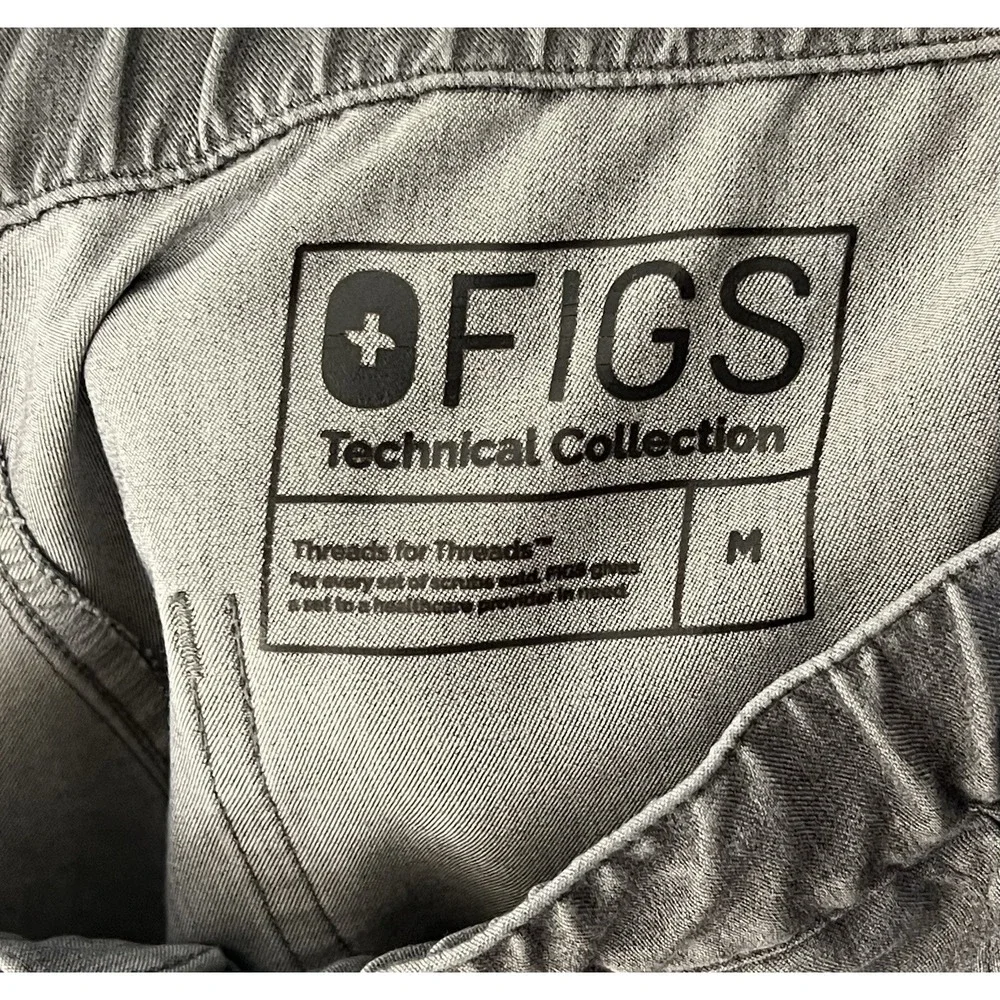 FIGS Cairo Cargo Scrub‎ Pants Mens Size Medium Graphite Gray Drawstring Pockets